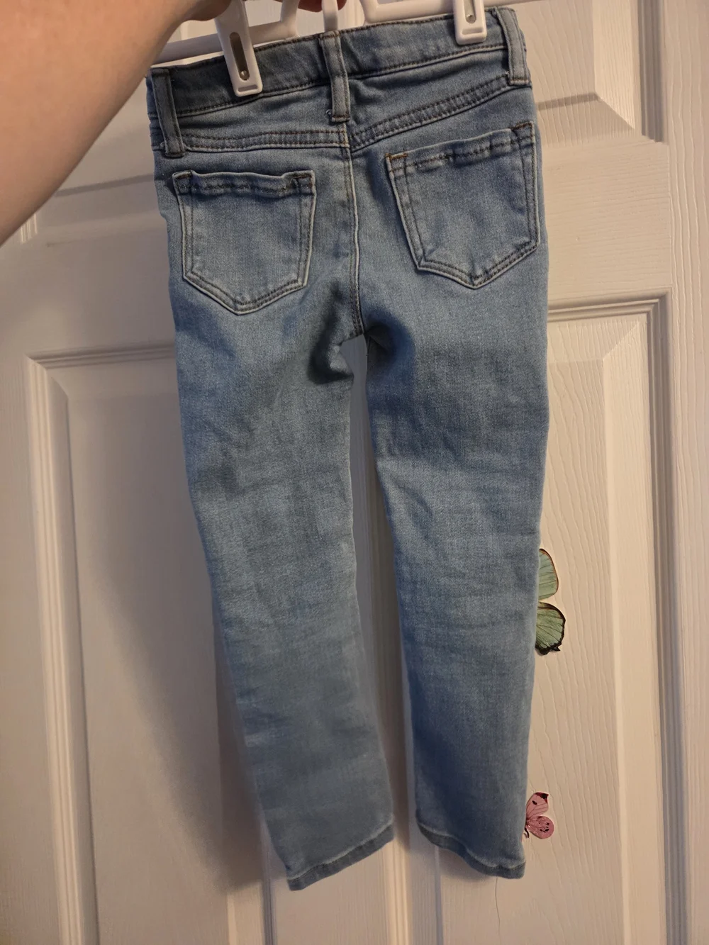 Beautees Light Blue Denim Jeans with Pink Bow Cat Patches 4 4t